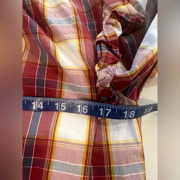 Something Navy - Jamie Ruffle Sleeve Plaid Button Up XS M0341 - Picture 9 of 12